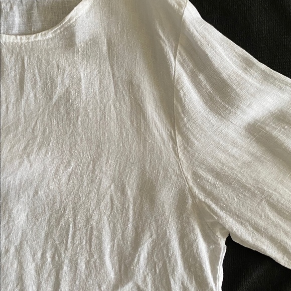 Italian Linen Crochet Lace  Sleeve tie cuff  pullover Tunic Blouse Size Large - Picture 5 of 13